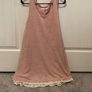 Pink dress with white lace bottom